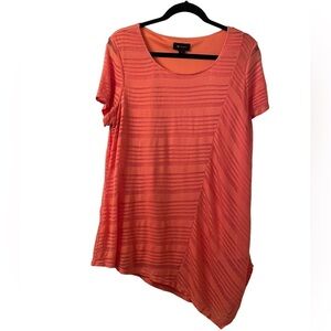 AB Studio woman’s orange short sleeve, angle hem‎ top, size XL​